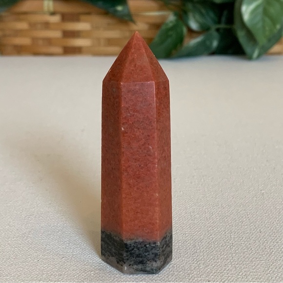 Red Calcite Crystal Tower Healing Point Obelisk Chakra Stone Reiki Wand 3.2" 68g - Picture 9 of 14